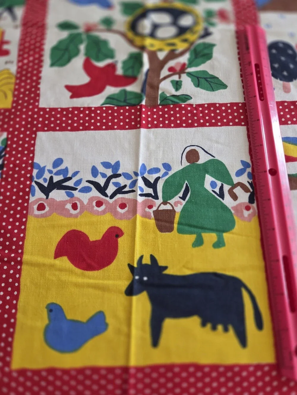 Vintage Spring Mills Farm Sewing Quilting Fake Quilt Cotton Fabric